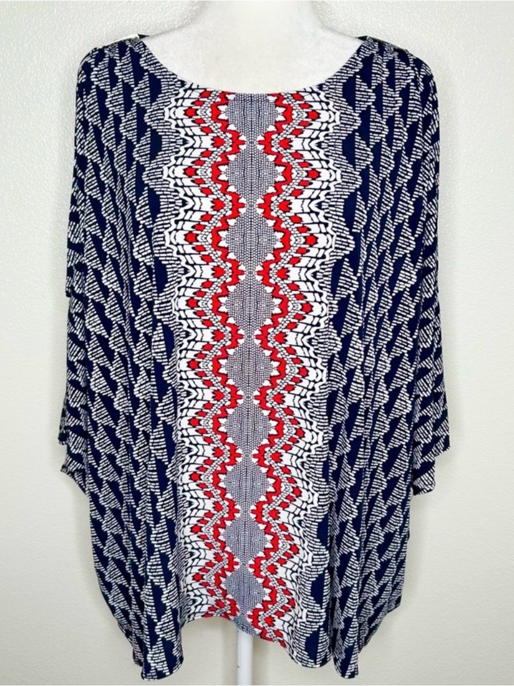 Alfani Navy Top with Red & White Center Panel